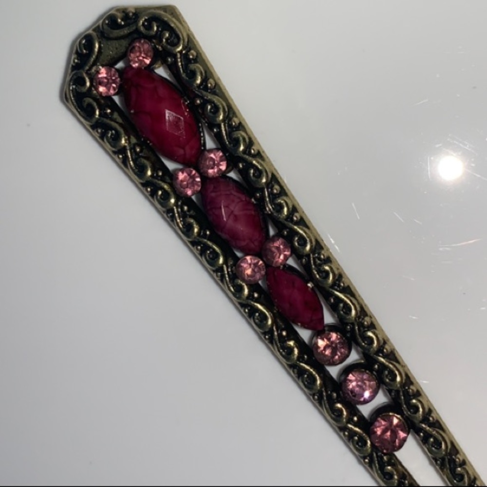 🆕Antique Gold Multifaceted Violet Hair Stick 6”